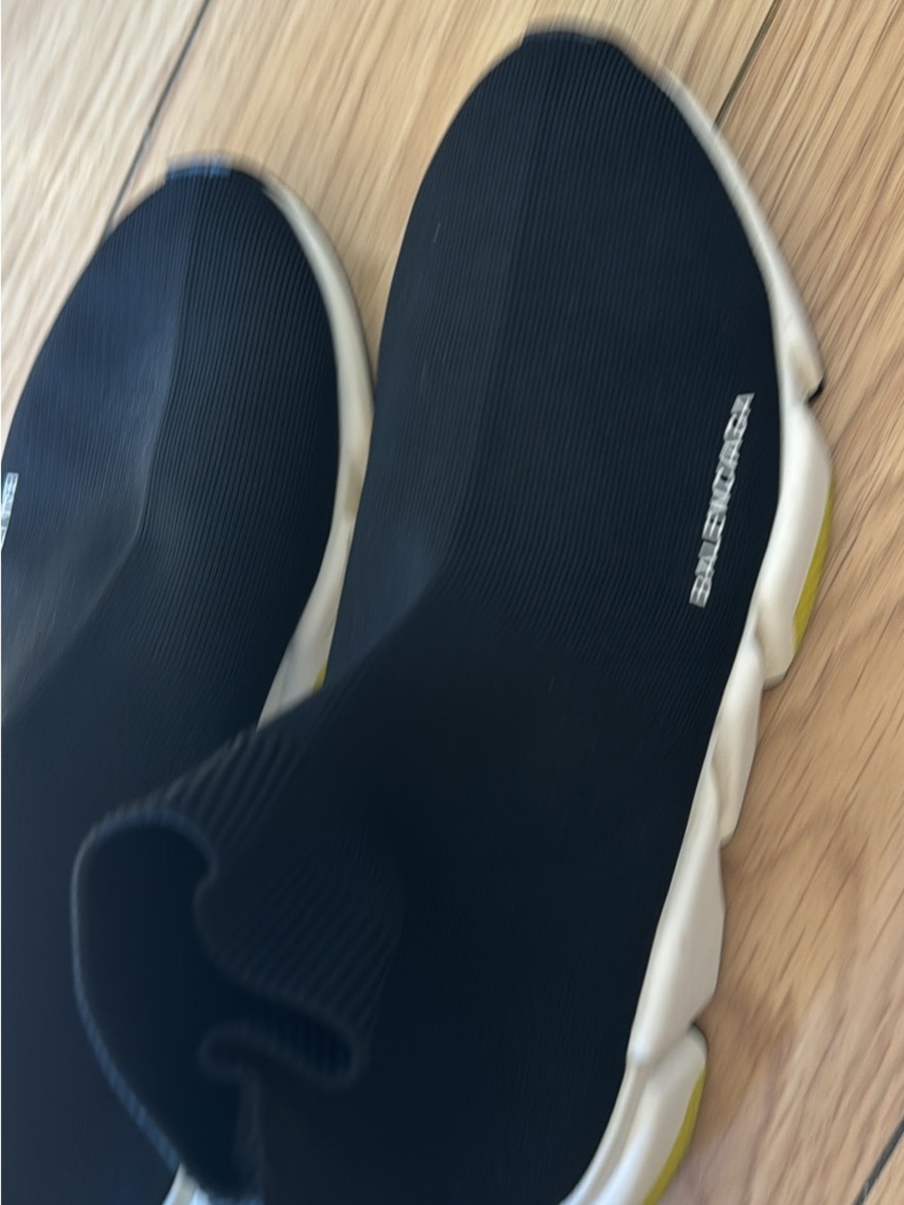 Balenciaga Black Sock Sneakers with White & Yellow Soles